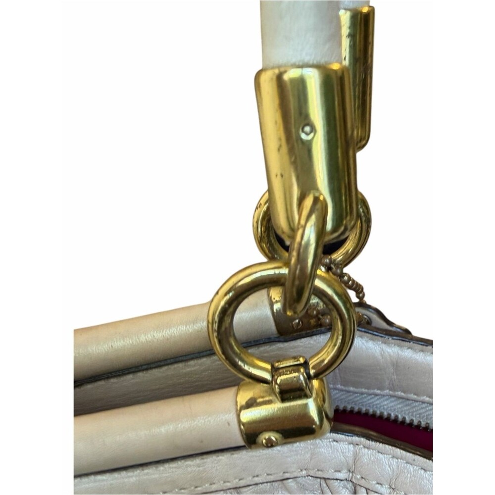 Coach 1302-21281 Ivory Gathered Leather Satchel Shoulder Bag Gold Hardware - Picture 9 of 16